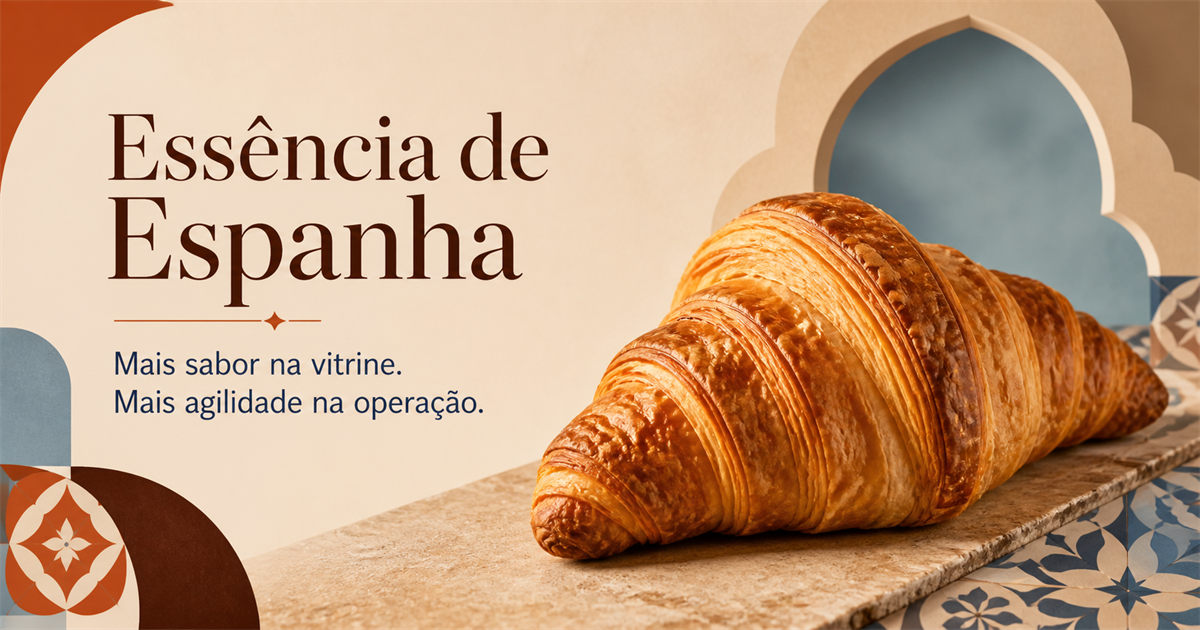 Croissant dourado em uma composição da Essência de Espanha